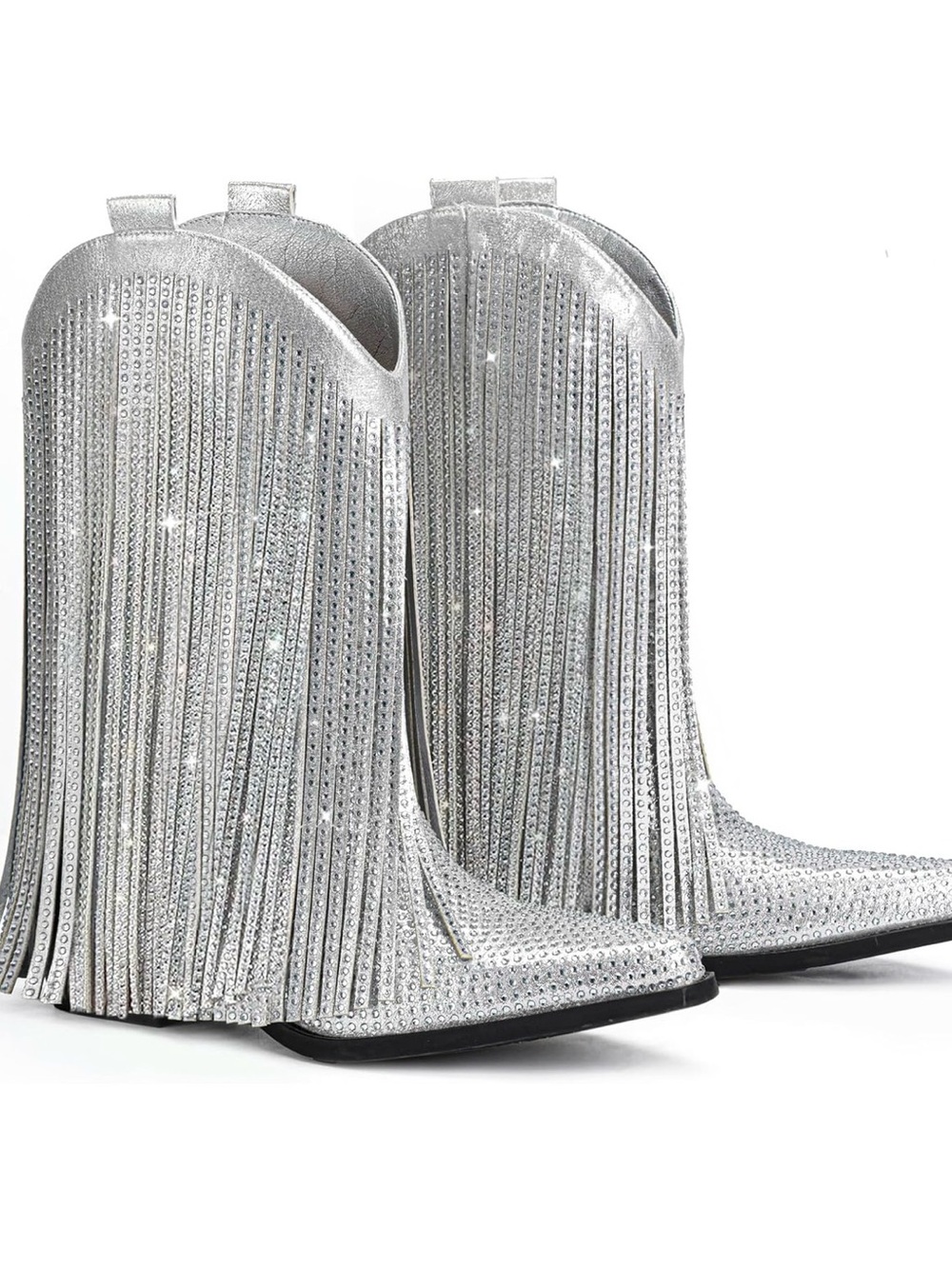 Fringe Cowboy Boots for Women – Mid Calf Cowgirl Boots with Star Studded